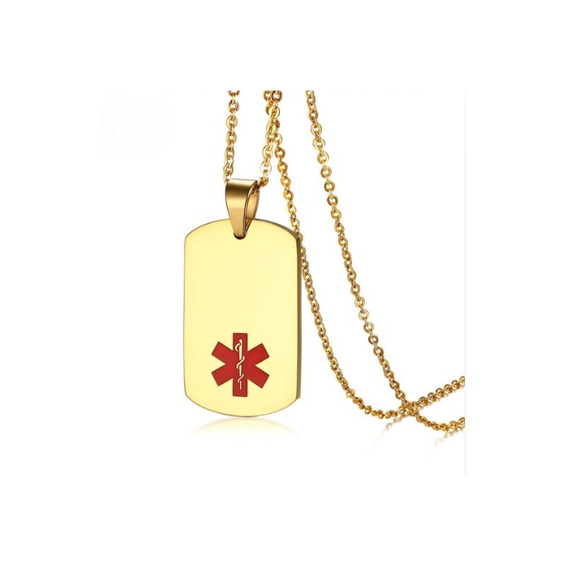 COLGANTE ALERTA MÉDICA DORADO
