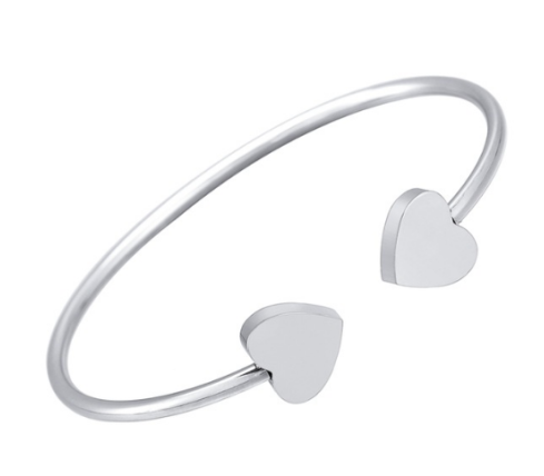 PULSERA ACERO RÍGIDA CON CORAZONES PARA GRABAR