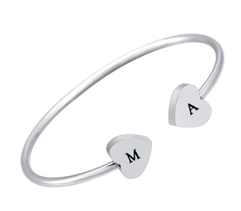 PULSERA ACERO CON CORAZONES PARA GRABAR