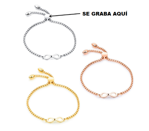 PULSERA INFINITO DISEÑO, ACERO, EN TRES COLORES