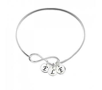 PULSERA INFINITO CON MEDALLITAS INICIAL, PLATA DE LEY 925