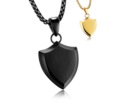 colgantes personalizados hombre acero y oro estilo militar