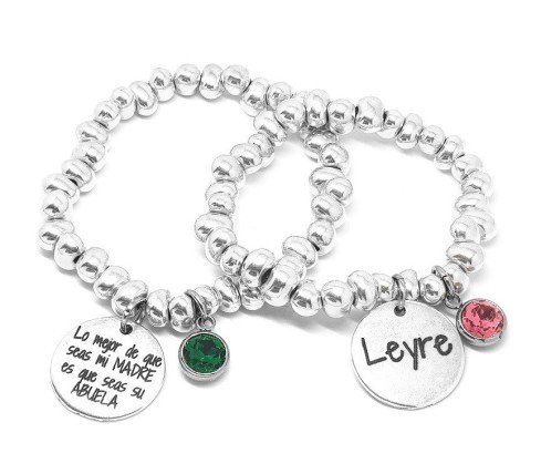 PULSERA PEPITAS DE ZAMAK Y PLATA
