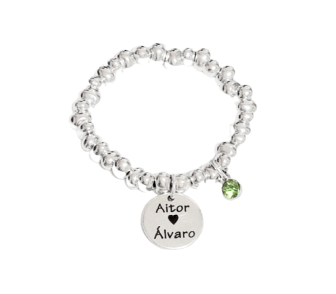 PULSERA PERSONALIZADA CON PEPITAS DE ZAMAK Y PLATA