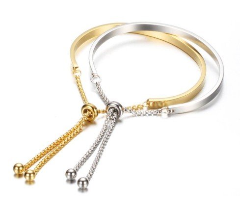 BRAZALETE RÍGIDO AJUSTABLE, ACERO (SE PUEDE GRABAR)