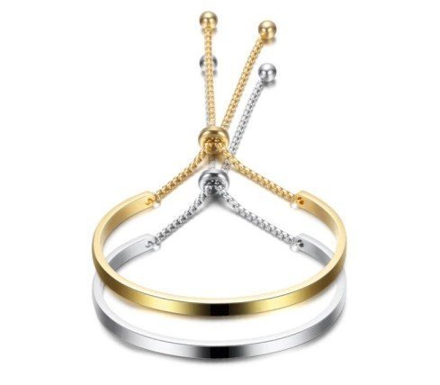 BRAZALETE RÍGIDO AJUSTABLE, ACERO (SE PUEDE GRABAR)