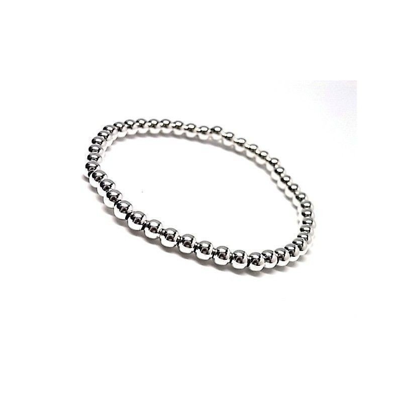 PULSERA BOLAS CHAPADO PLATA, VARIAS MEDIDAS