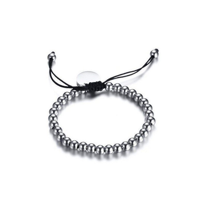 PULSERA BOLAS ACERO CON CHAPA PARA GRABAR