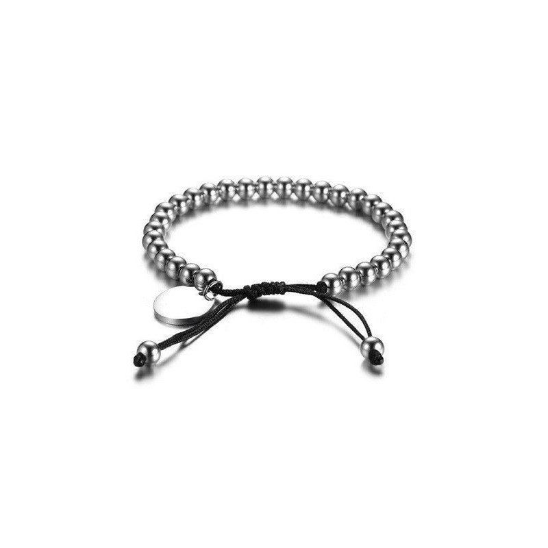 PULSERA BOLAS ACERO CON CHAPA PARA GRABAR