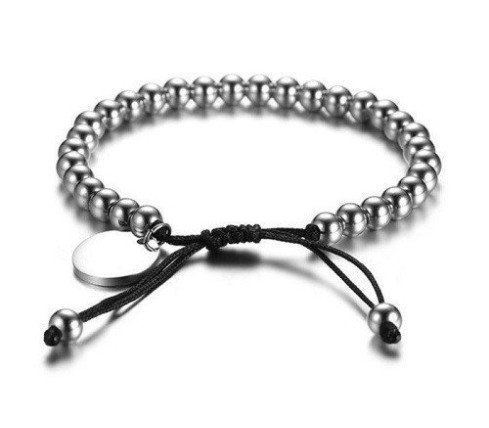 PULSERA BOLAS ACERO CON CHAPA PARA GRABAR