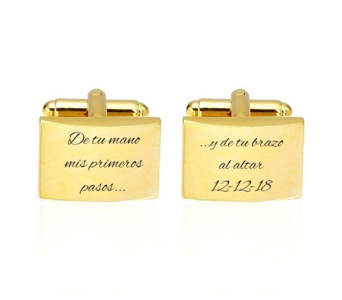 GEMELOS ACERO Y ORO PERSONALIZADOS