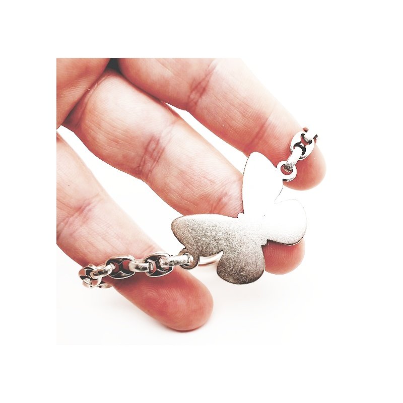 PULSERA PERSONALIZADA MARIPOSA DE ZAMAK Y PLATA