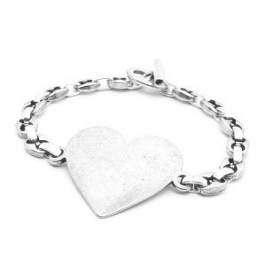 PULSERA PERSONALIZADA CORAZÓN DE ZAMAK Y PLATA