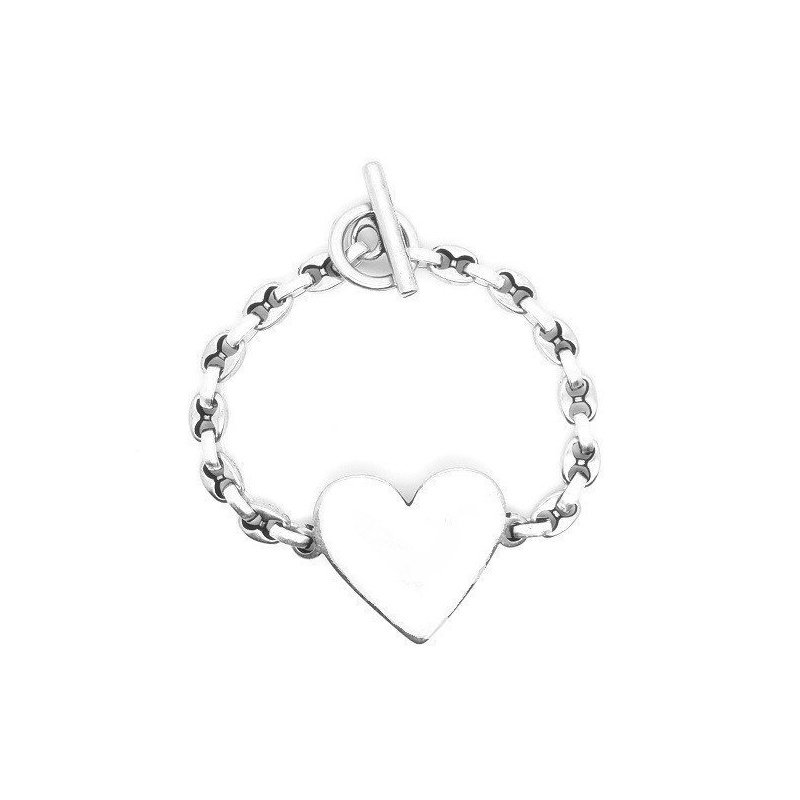 PULSERA PERSONALIZADA CORAZÓN DE ZAMAK Y PLATA