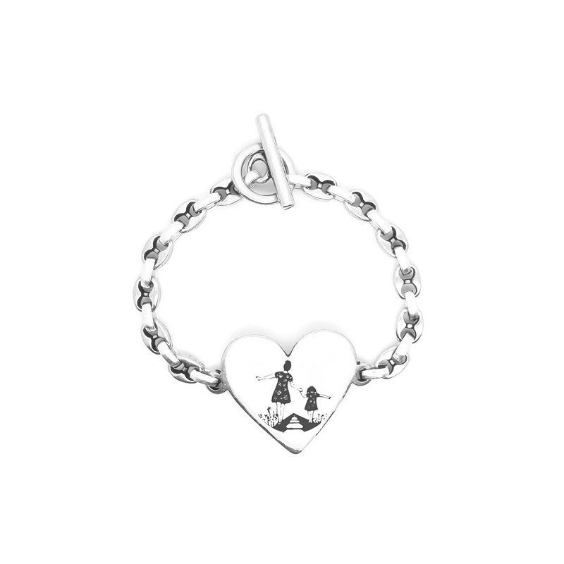PULSERA PERSONALIZADA CORAZÓN DE ZAMAK Y PLATA
