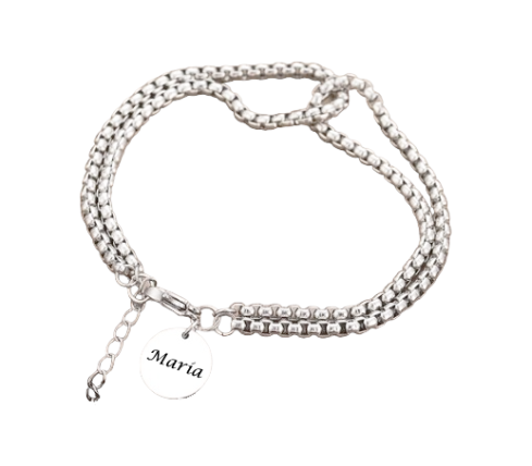 PULSERA CIRCULITOS ACERO (SE PUEDEN AÑADIR CHAPAS GRABADAS)