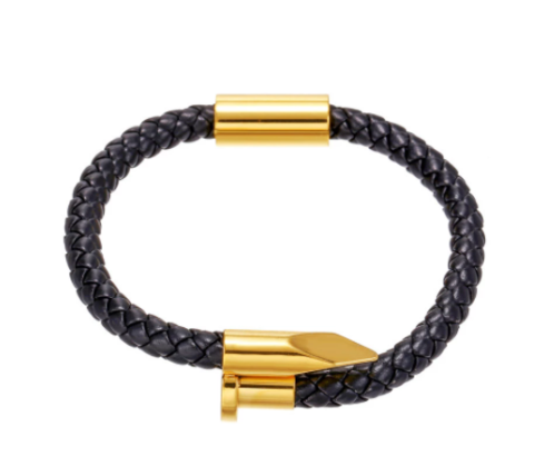 PULSERA CLAVO DE ACERO Y CUERO PARA GRABAR