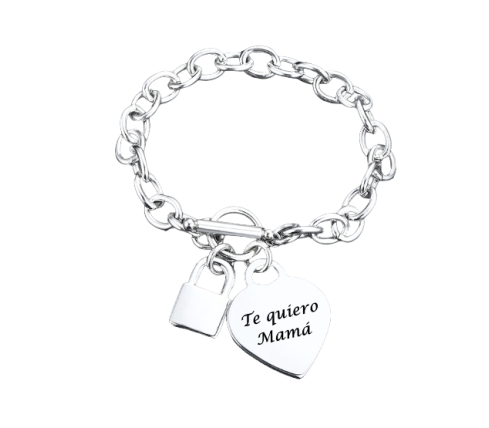 PULSERA PERSONALIZADA PARA MAMÁS, PERLAS Y ACERO