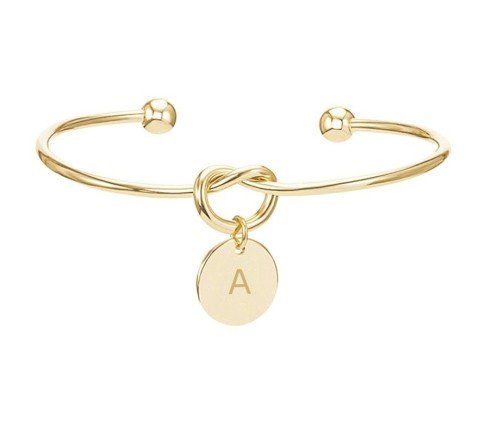 PULSERA RÍGIDA CORAZÓN CON CHAPITA INICIAL (3 COLORES)