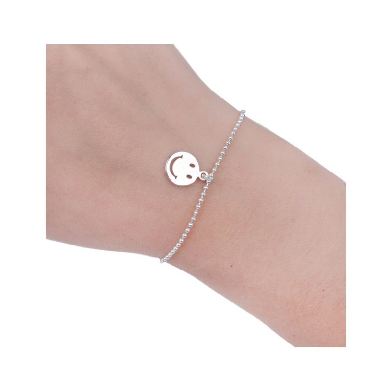 PULSERA BOLITAS, CON CHAPITA SMILY