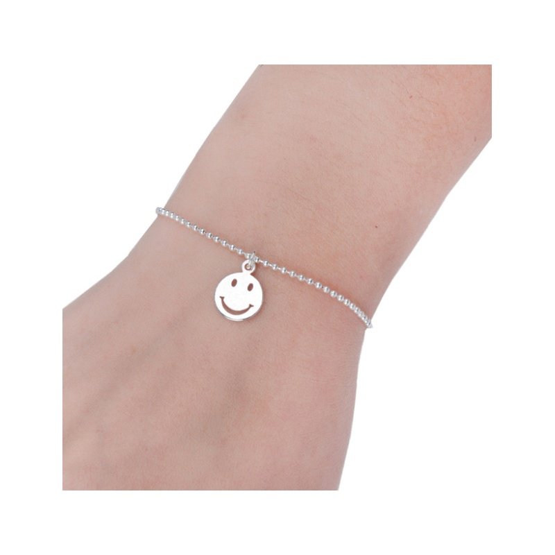 PULSERA BOLITAS, CON CHAPITA SMILY