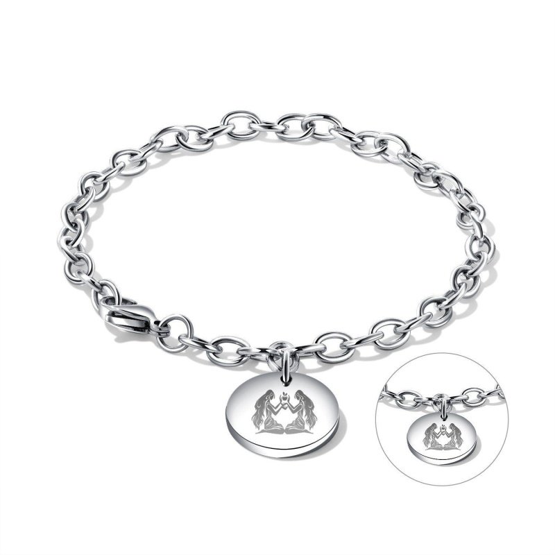 PULSERA ROLO CON CHARM REDONDO PARA GRABAR, ACERO