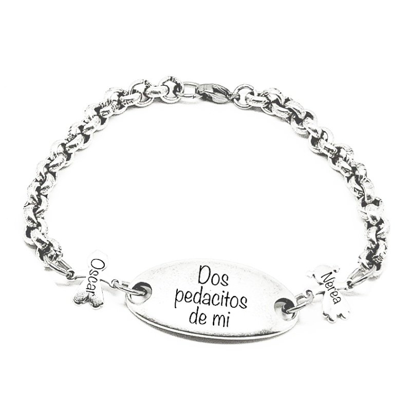 PULSERA ZAMAK CON CHAPA OVALADA PERSONALIZADA Y NIÑOS