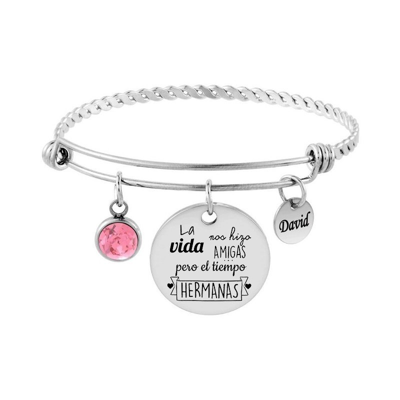 PULSERA RÍGIDA TRENZADA CON DOS CHAPAS PARA GRABAR