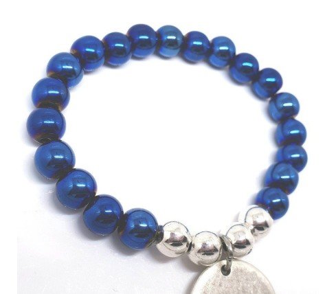 PULSERA PERSONALIZADA CON BOLAS DE HEMATITA AZUL