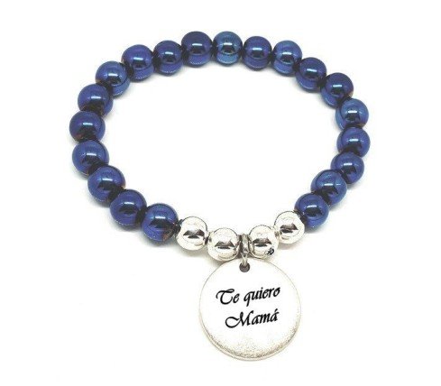 PULSERA PERSONALIZADA CON BOLAS DE HEMATITA AZUL