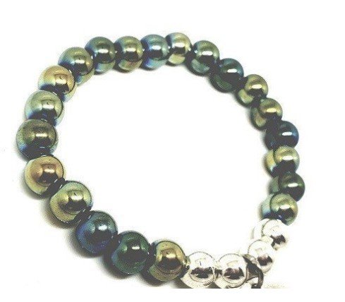PULSERA PERSONALIZADA CON BOLAS DE HEMATITA IRISADA VERDE