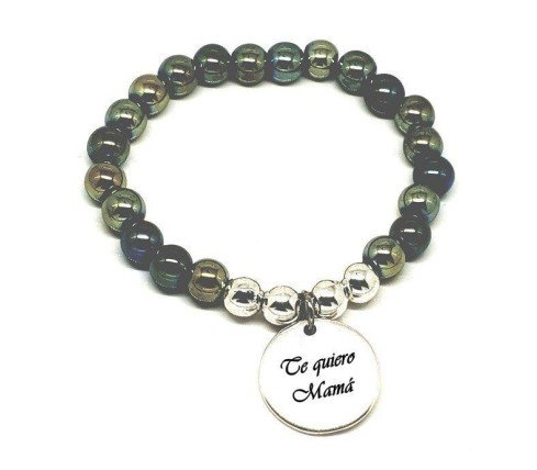 PULSERA PERSONALIZADA CON BOLAS DE HEMATITA IRISADA VERDE