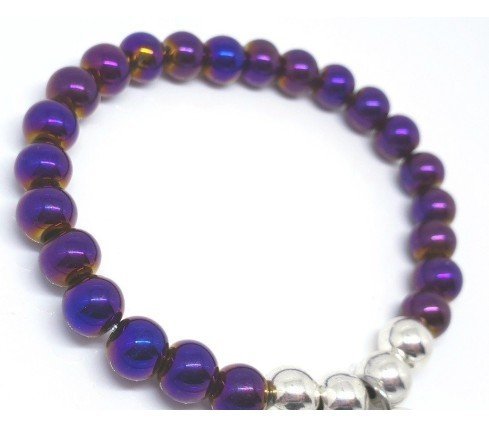 PULSERA PERSONALIZADA CON BOLAS DE HEMATITA MORADA