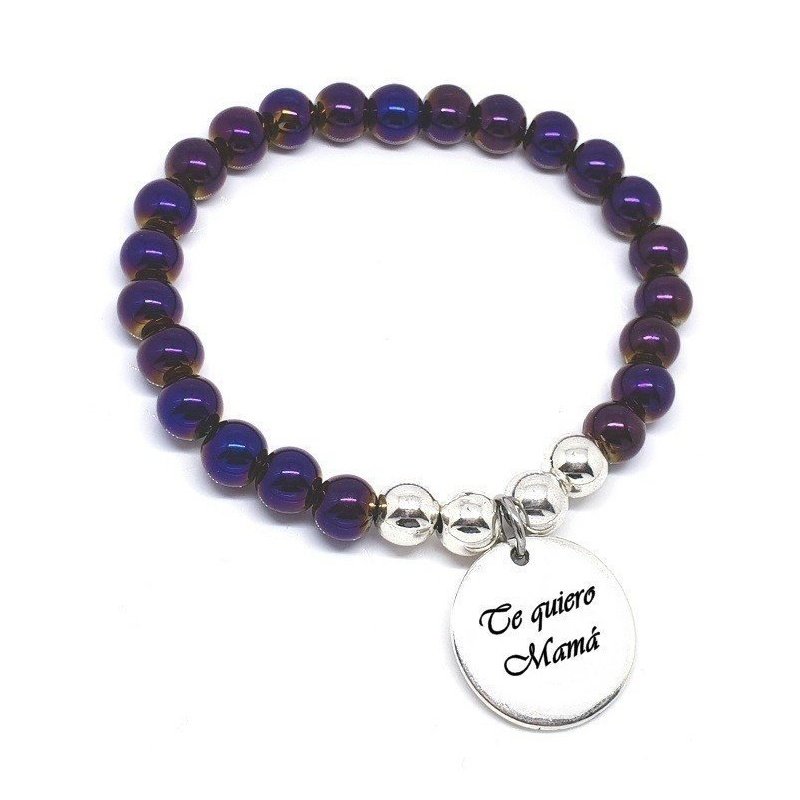 PULSERA PERSONALIZADA CON BOLAS DE HEMATITA MORADA