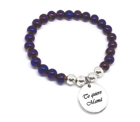 PULSERA PERSONALIZADA CON BOLAS DE HEMATITA MORADA