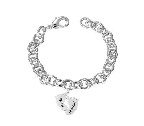 PULSERA ROLO ACERO CON PIES PARA GRABAR