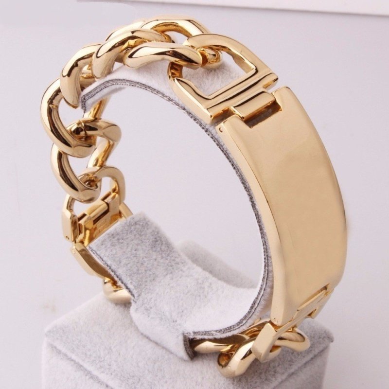 ESCLAVA GORDA EN ACERO Y ORO