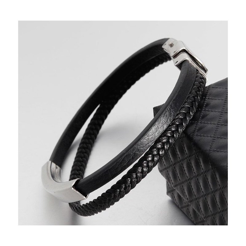 ESCLAVA DOBLE ACERO Y CUERO (SE GRABA)