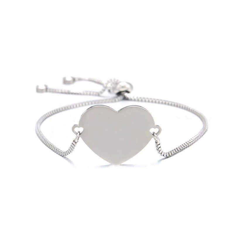 PULSERA  ESCLAVA ACERO CON CORAZÓN PARA GRABAR TEXTO O FOTO