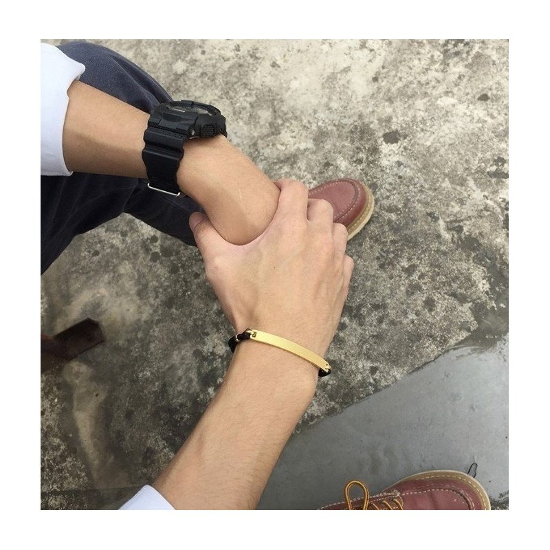 ESCLAVA DISEÑO UNISEX ACERO Y ORO (SE GRABA)