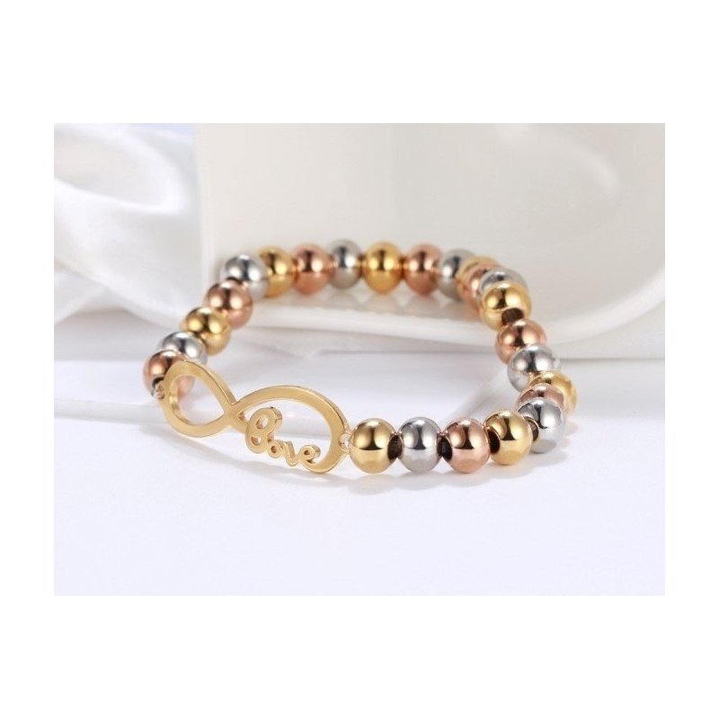 PULSERA INFINITO "LOVE" ACERO Y ORO