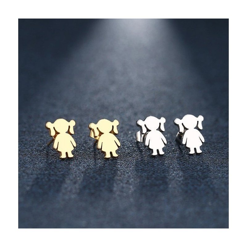 PENDIENTES NIÑA ACERO, DOS COLORES