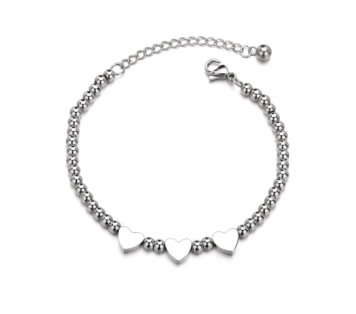 PULSERA BOLAS 3 CORAZONES