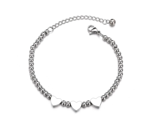 PULSERA BOLAS 3 CORAZONES