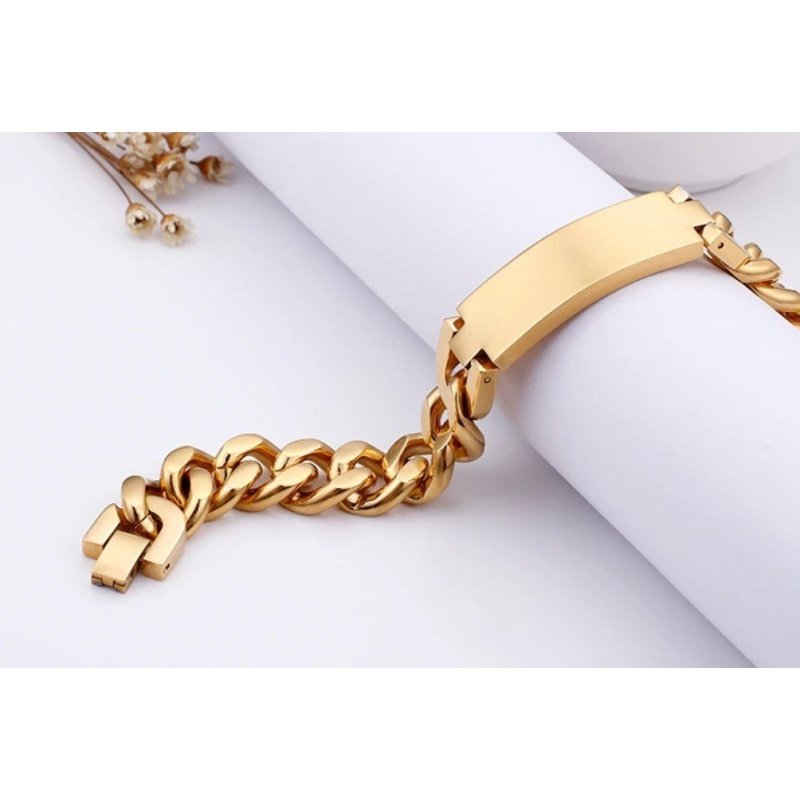 ESCLAVA GORDA EN ACERO Y ORO