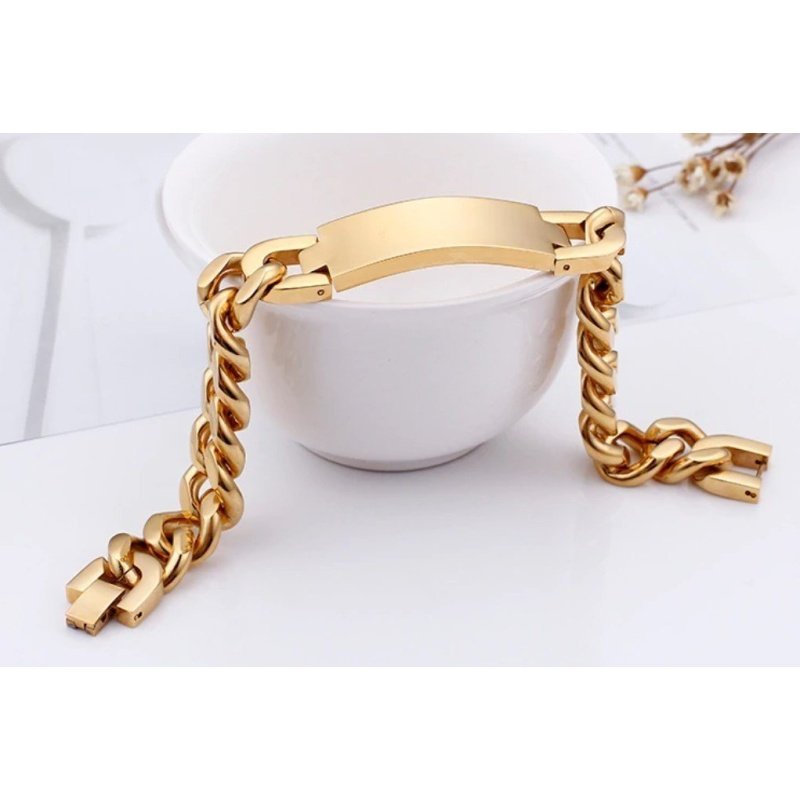 ESCLAVA GORDA EN ACERO Y ORO