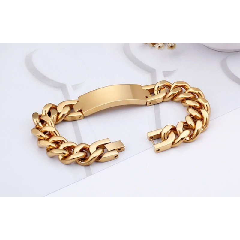 ESCLAVA GORDA EN ACERO Y ORO