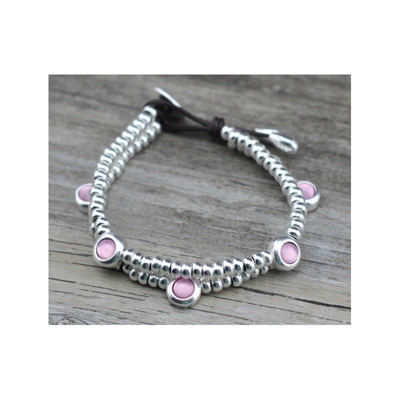 PULSERA ESTILO UNO DE 50 PIEDRAS ROSAS