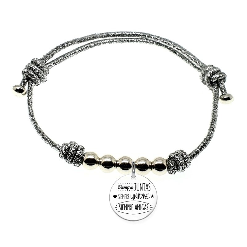 PULSERA NUDOS CORREDIZOS PERSONALIZADA, PLATA DE LEY