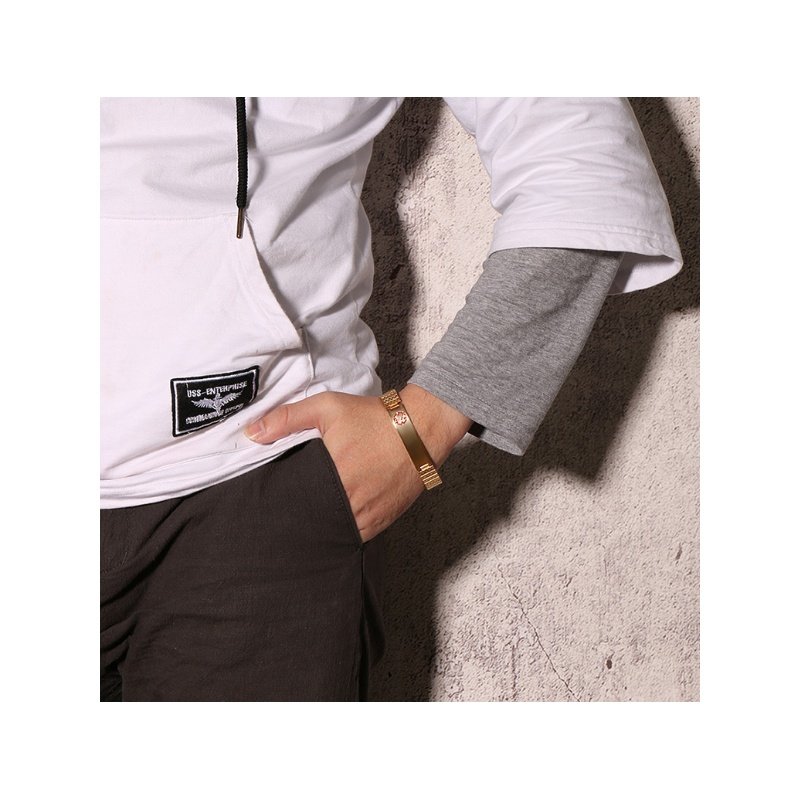 ESCLAVA ALERTA MÉDICA ACERO Y ORO ELÁSTICA